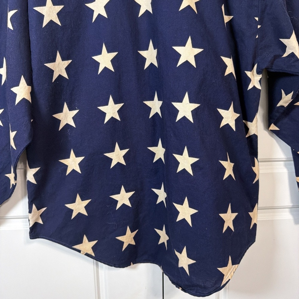 Brooks & Dunn Button Down Shirt Women Large Navy Blue Star Print Western 90s USA - Picture 10 of 11